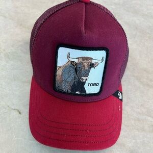 Goorin Bros Maroon and Red Toro Patch Trucker Hat
